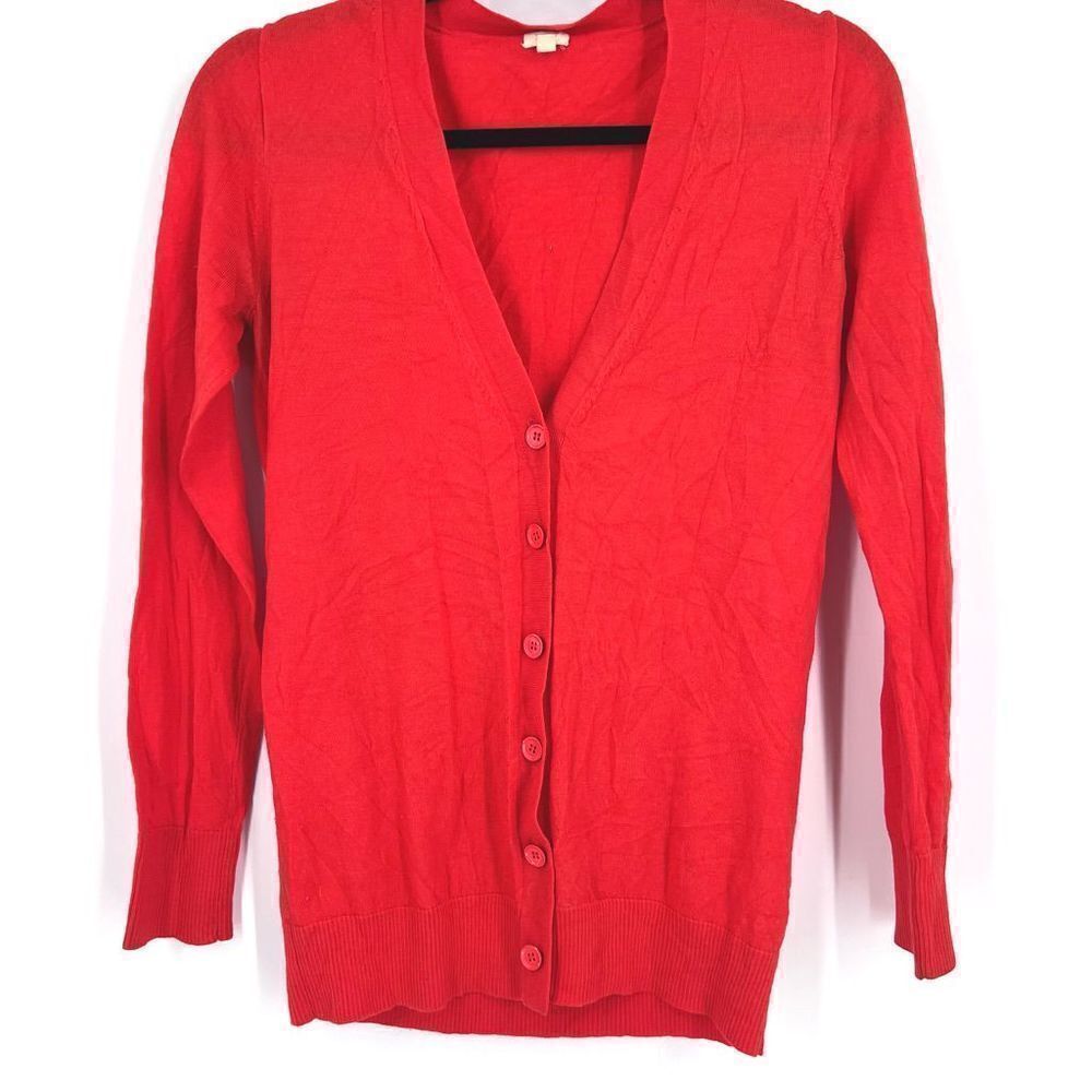 J. Crew Blood Orange Merino Wool Cardigan small button down